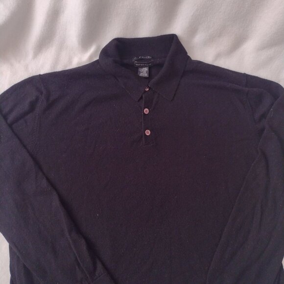 J. Ferrar Mens 100% Wool Sweater XL Vintage Black Collared Preppy Pullover - Picture 4 of 7